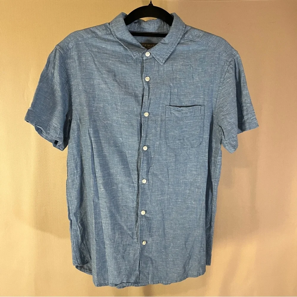 Primark Blue Casual Button Down Shirt Lightweight - Picture 1 of 3